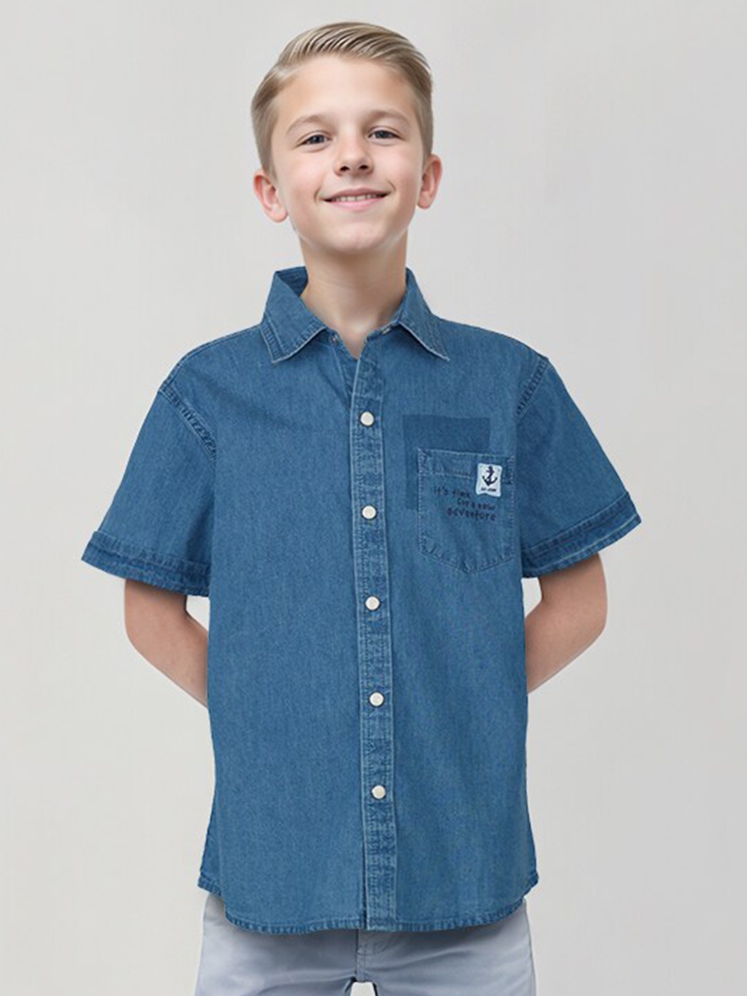 

Gini and Jony Boys Denim Casual Shirt, Blue
