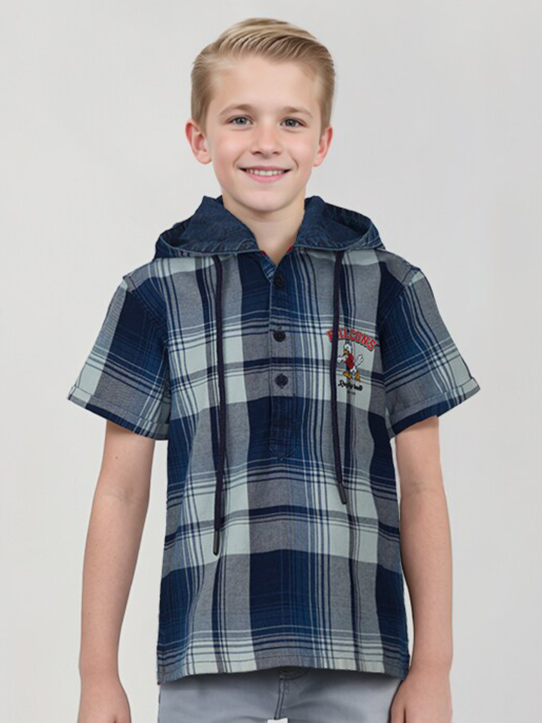 

Gini and Jony Boys Cotton Checked Casual Shirt, Blue