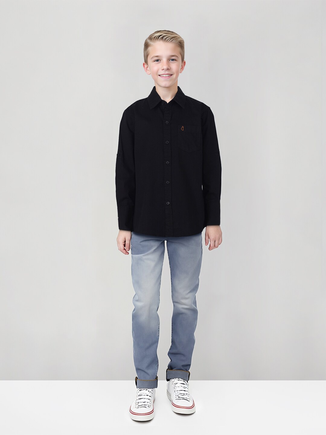 

Gini and Jony Boys Cotton Casual Shirt, Black