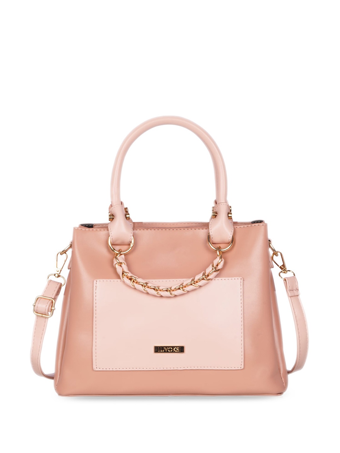 

Luvoksi Colourblocked Structured Handheld Bag, Pink