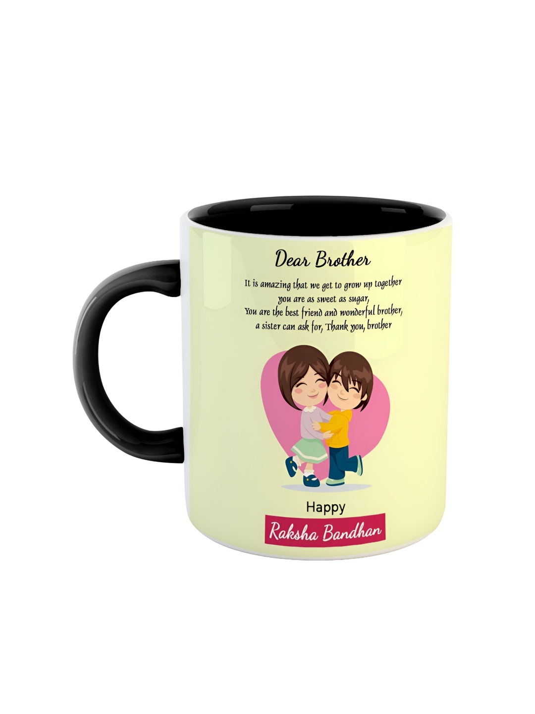 

ARTBUG Black & Yellow Text Or Slogans Printed Ceramic Glossy Mug 350ml