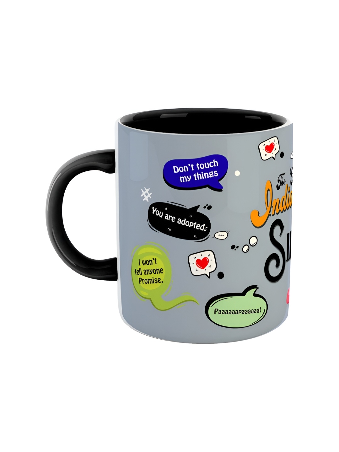 ARTBUG Black & Grey Printed Ceramic Glossy Mug 350 ml