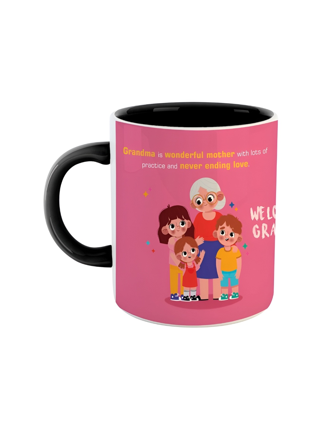 ARTBUG Black and Pink Printed Ceramic Glossy Mug 350 ml