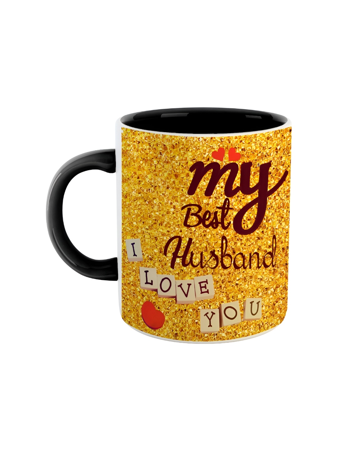 

ARTBUG Black & Yellow Printed Ceramic Glossy Mug 350 ml