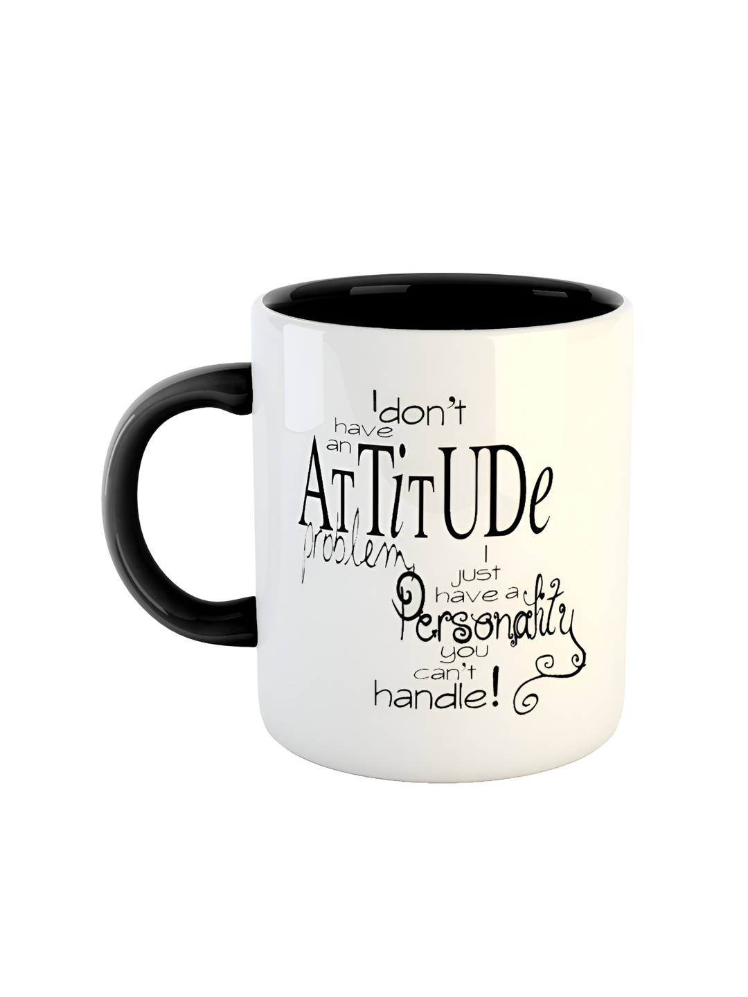 ARTBUG Black & White Typography Printed Ceramic Glossy Mug 350 ml
