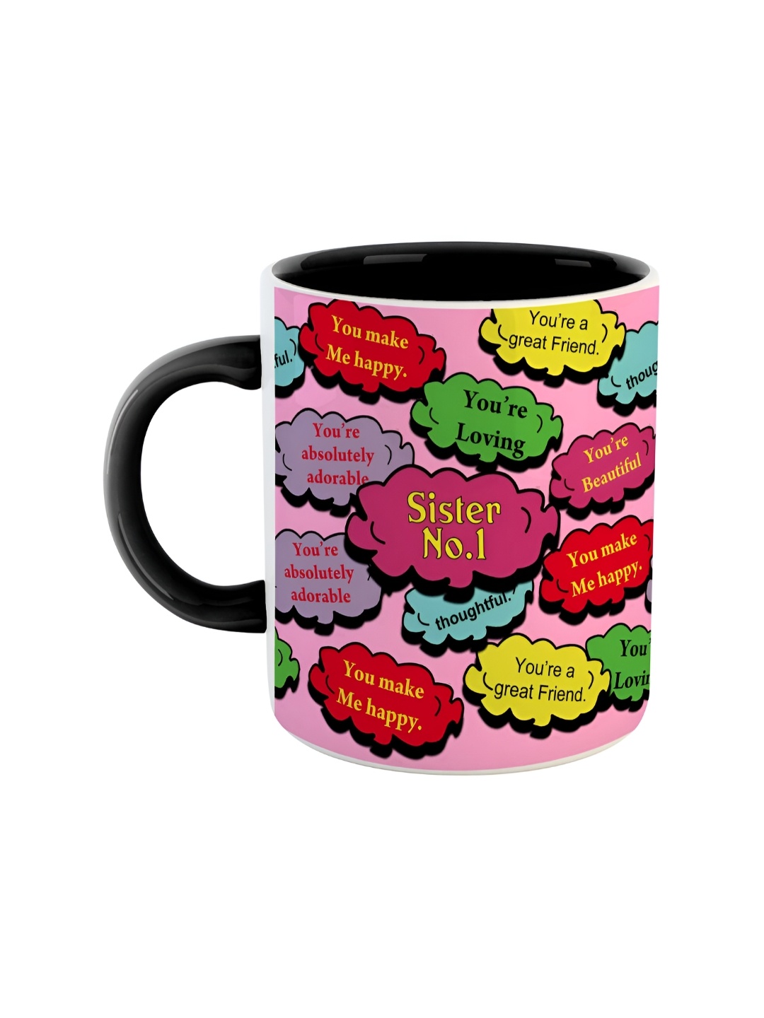 ARTBUG Black & Pink Printed Ceramic Glossy Mug 350 ml