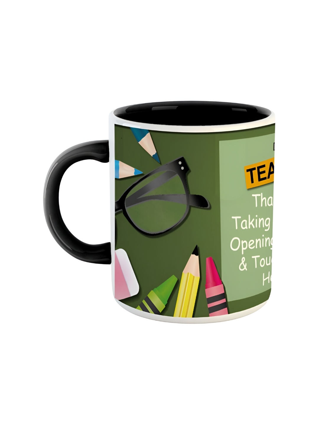 

ARTBUG Black & Green Printed Ceramic Glossy Mug 350 ml