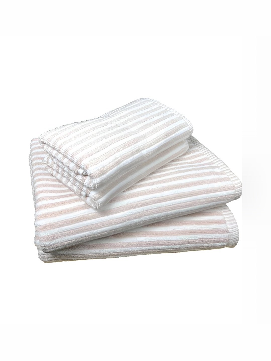 

SENSES Beige & White 4 Piece Striped Cotton 600 GSM Towel Set