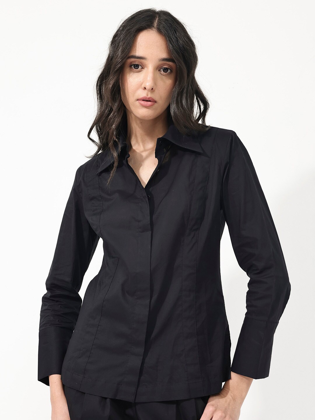 

RAREISM Standard Opaque Cotton Casual Shirt, Black