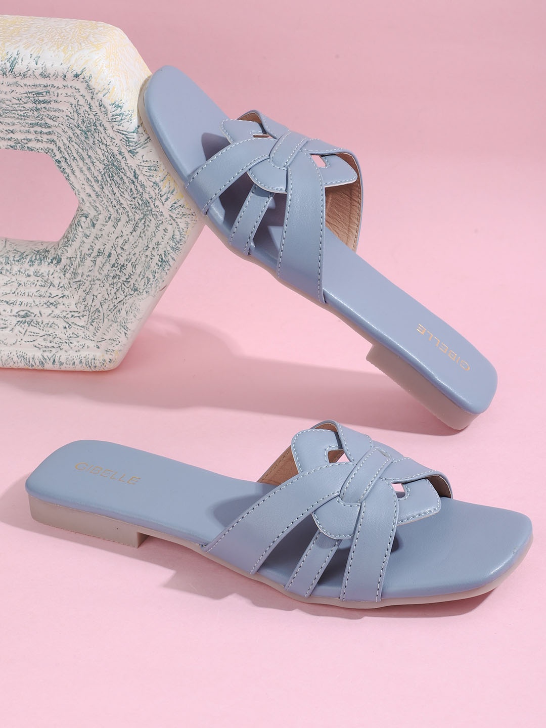 

Gibelle Textured Open Toe Flats, Blue