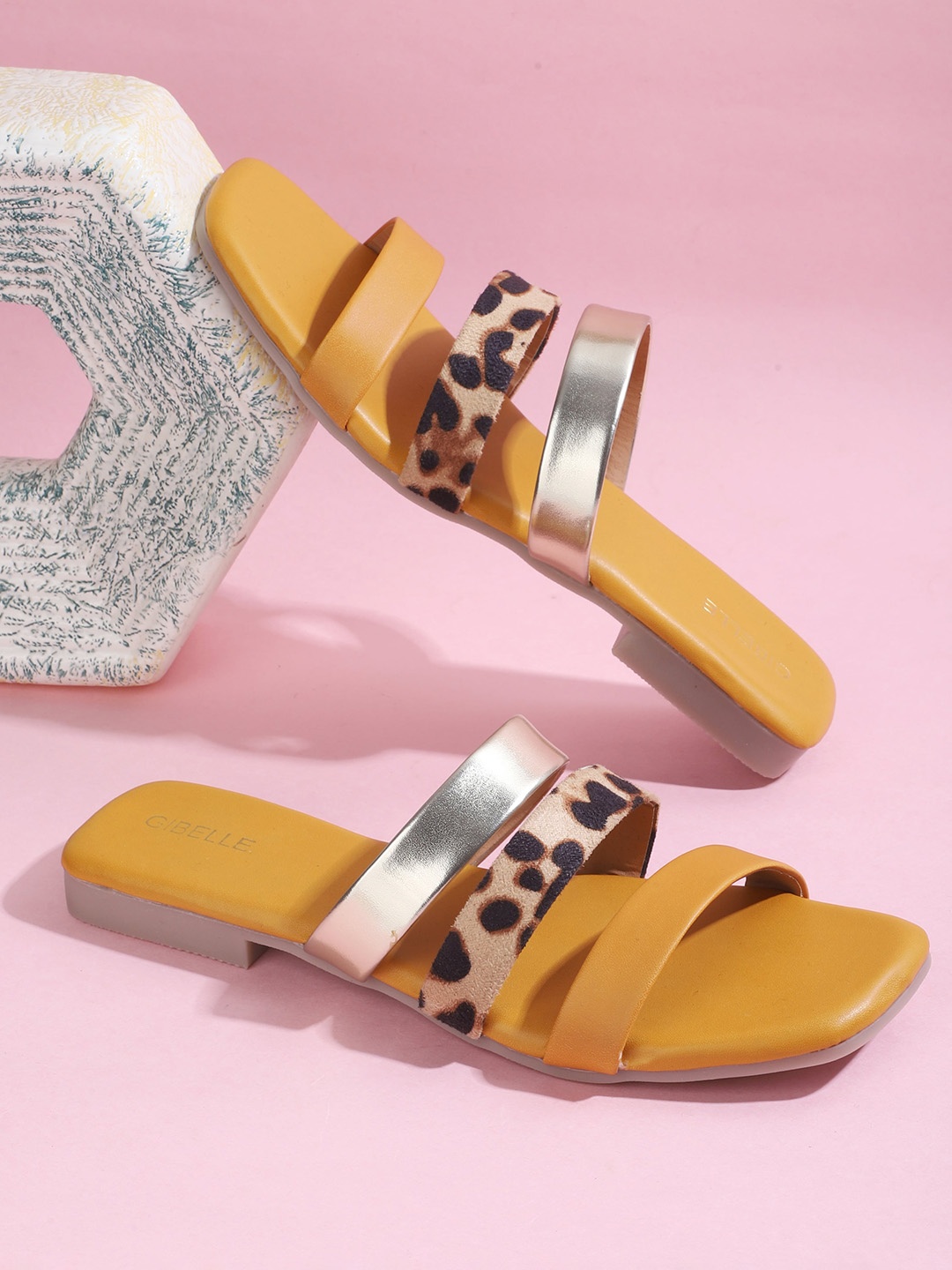 

Gibelle Printed Strappy Open Toe Flats, Beige
