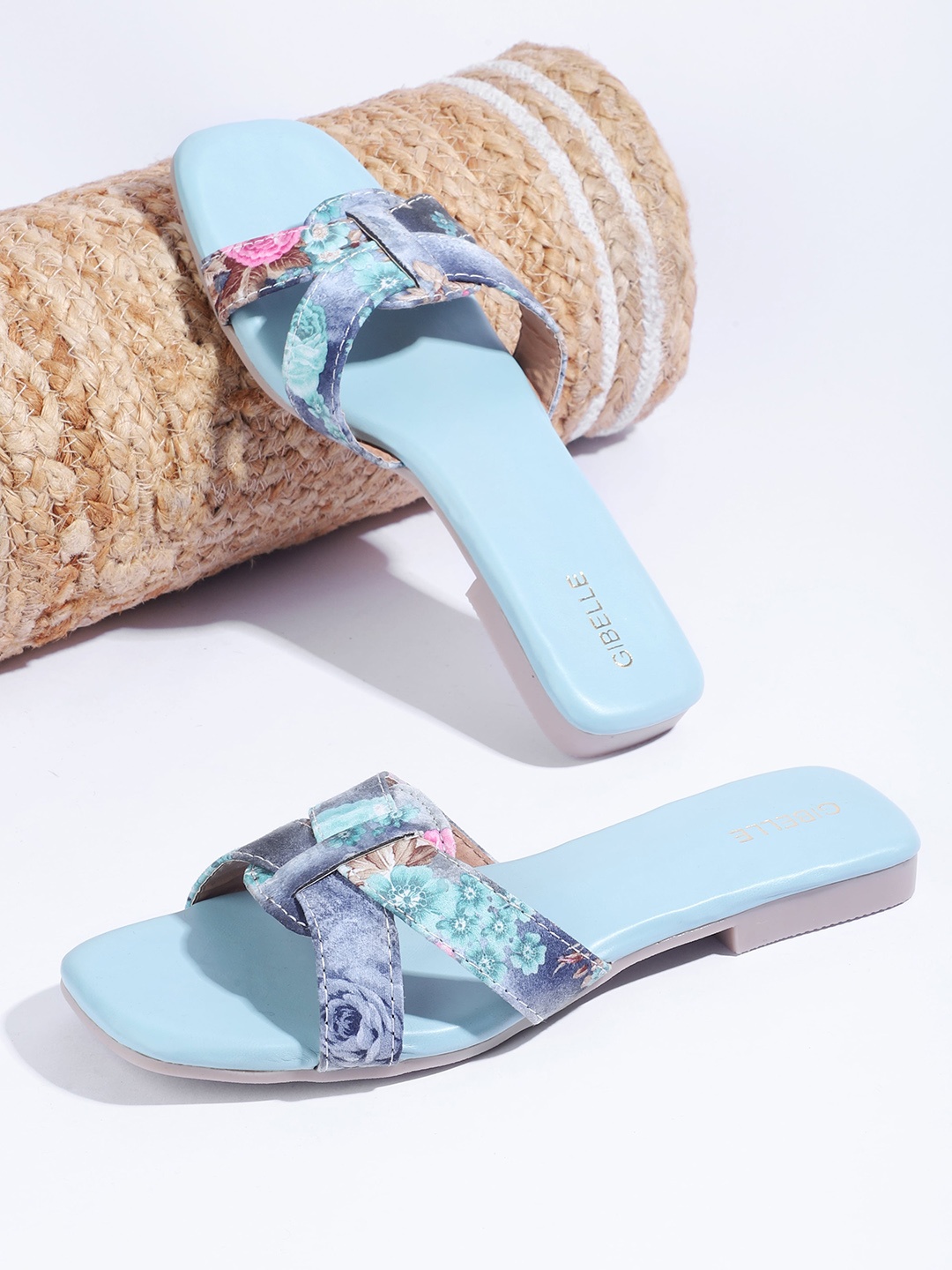 

Gibelle Printed Open Toe Flats, Blue