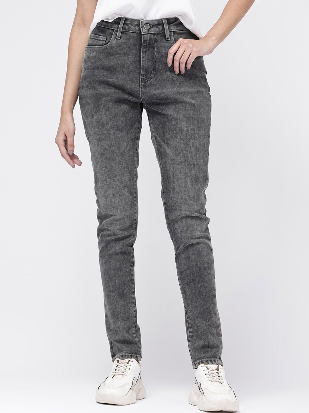 

RAREISM Women Comfort Slim Fit Clean Look Stretchable Jeans, Grey