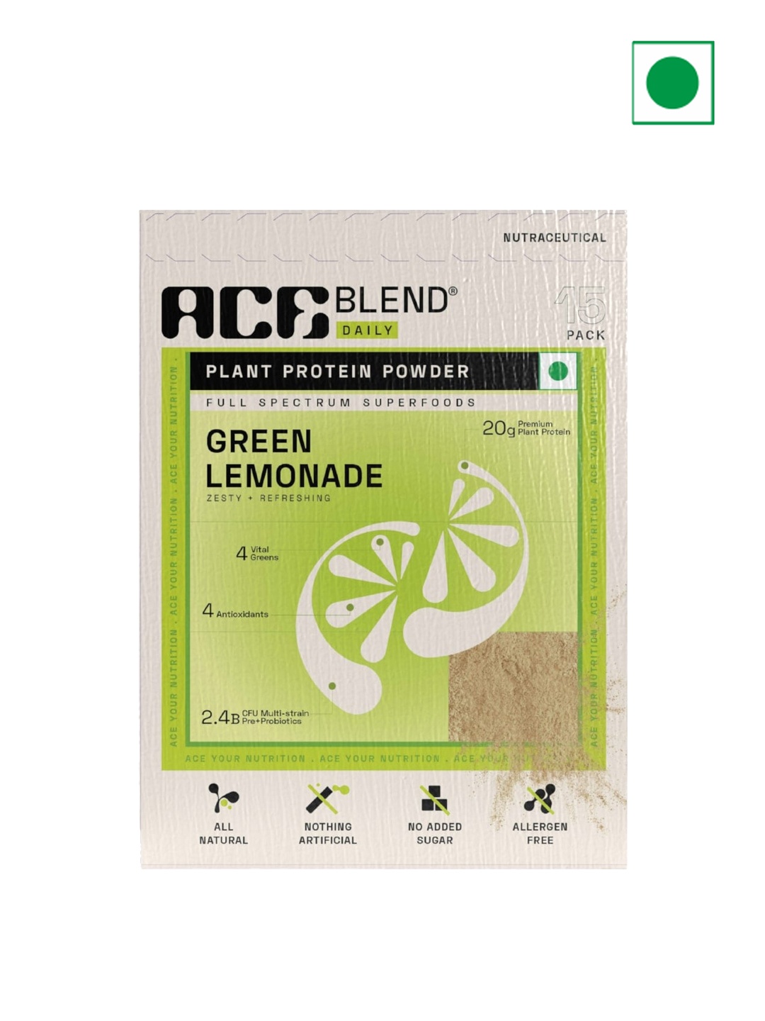 

Ace Blend DAILY Green Lemonade 15 Sachet, White