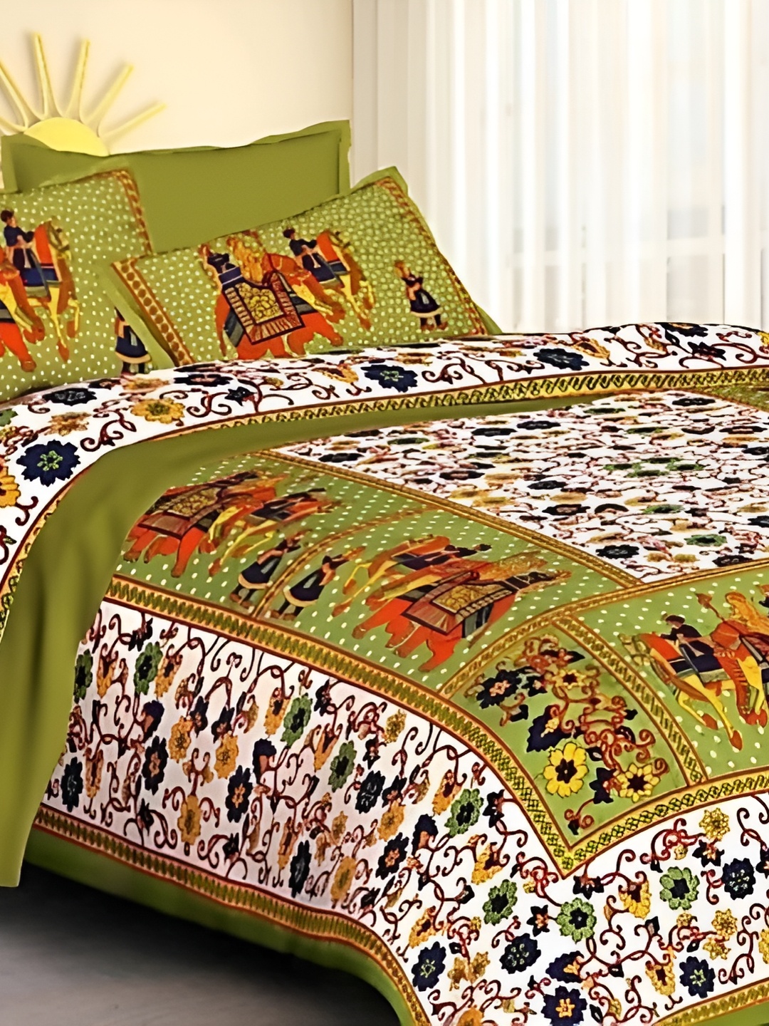 

Sohibe Yellow 144 TC King Bedsheet with 1 Pillow Covers
