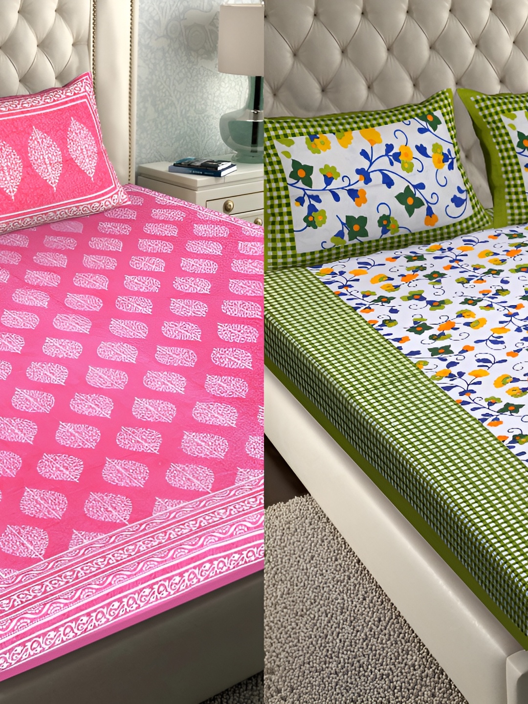 

Sohibe Green 300 TC 2 King Bedsheet with 2 Pillow Covers