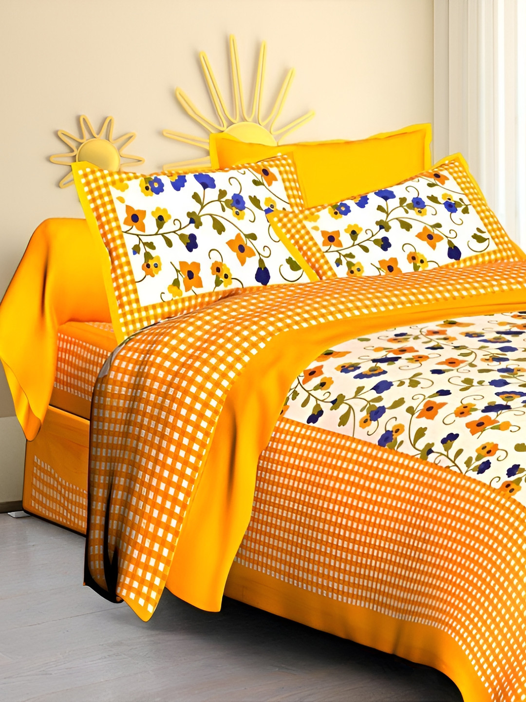 

Sohibe Multicoloured 144 TC King Bedsheet with 1 Pillow Covers, Multi