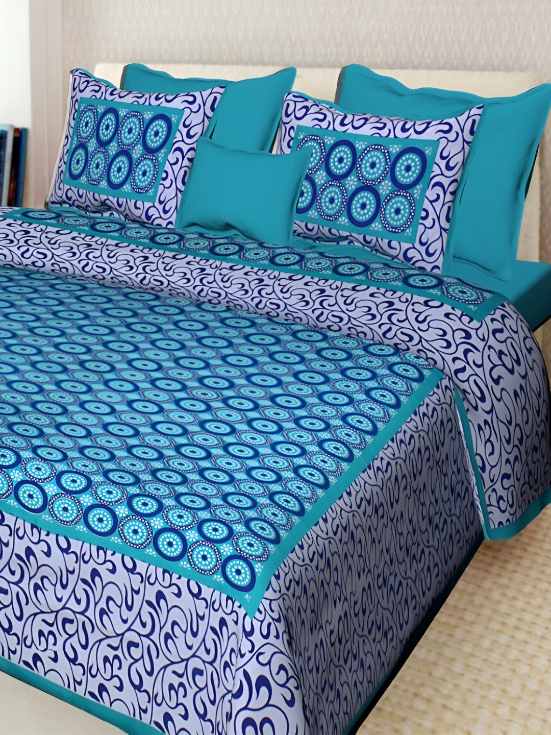 

Sohibe Pink Printed 210 TC Cotton King Bedsheet with 1 Pillow Cover, Blue