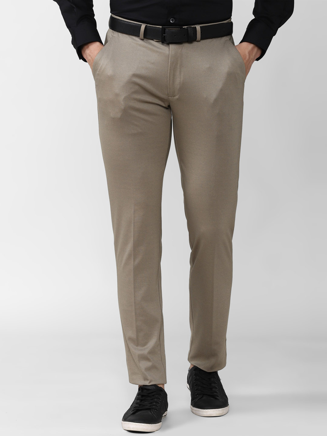 

Peter England Men Mid-Rise Slim Fit Regular Trouser, Beige