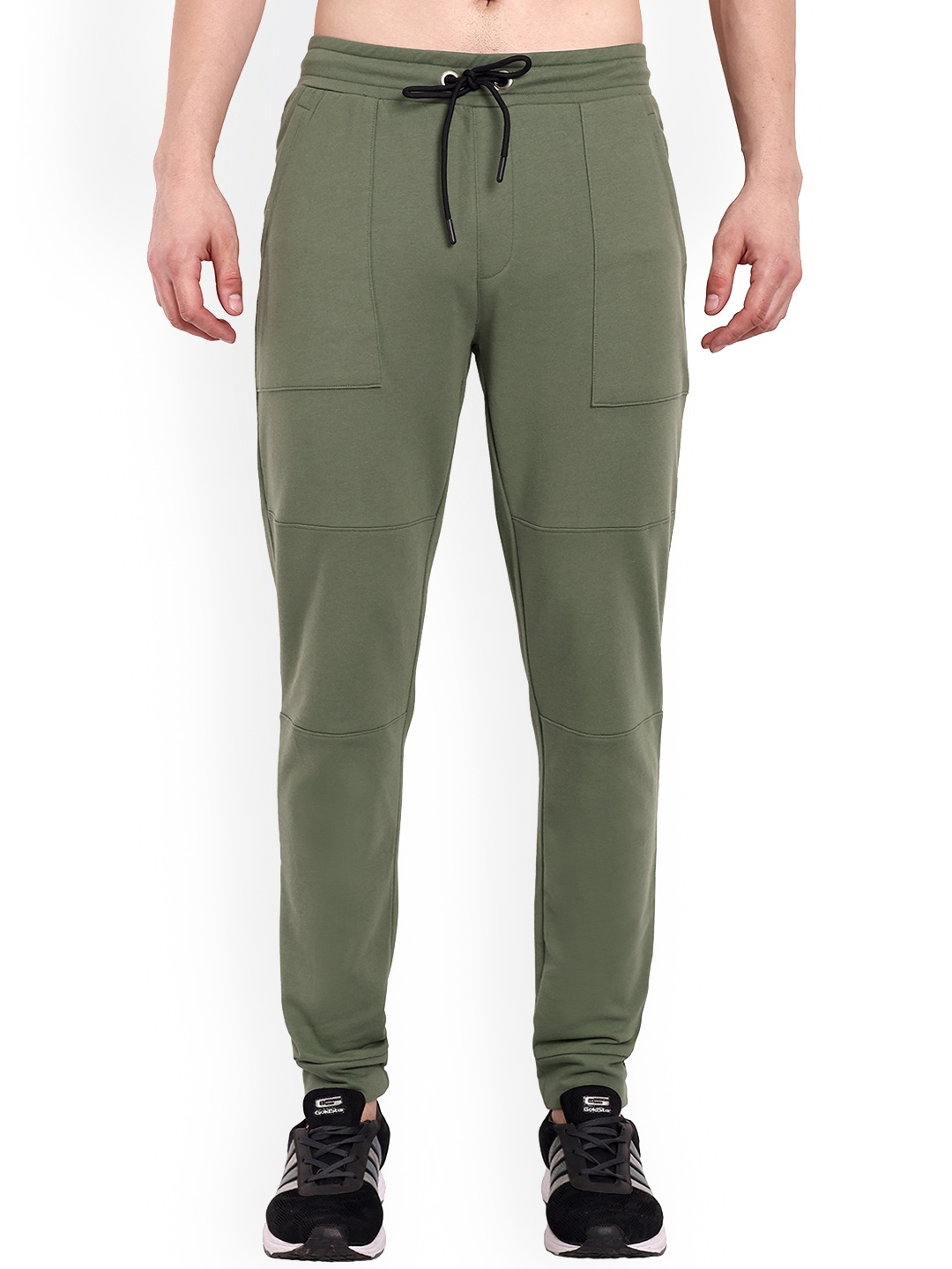 

ONE SKY Men Mid-Rise Pure Cotton Jogger, Olive