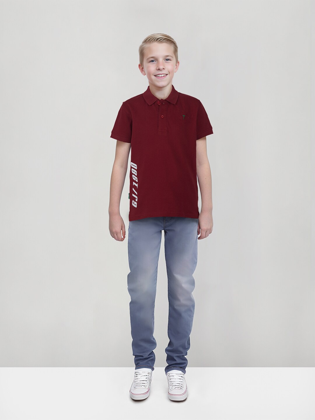 

Gini and Jony Boys Striped Polo Collar Short Sleeves Cotton T-shirt, Maroon