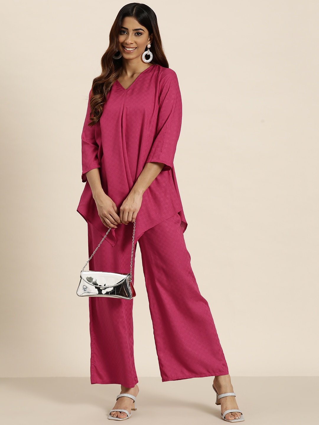 

HERE&NOW Women Self Design Co-Ords, Red