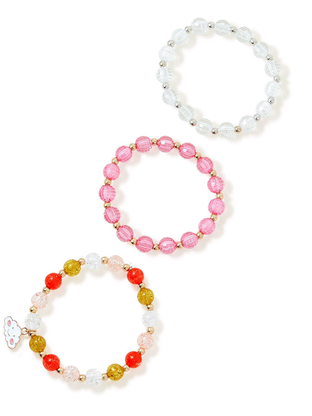 

Accessorize Girls Set of 3 Beaded Elasticated Bracelets, White