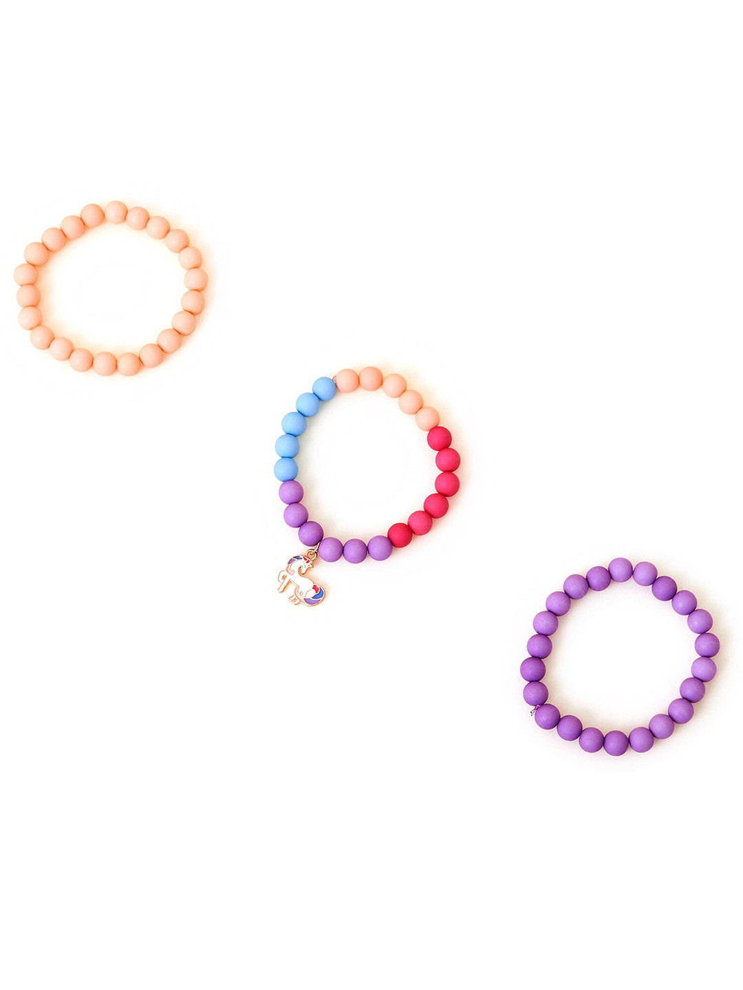 

Accessorize Girls Set Of 3 Beaded Elasticated Bracelet, Purple