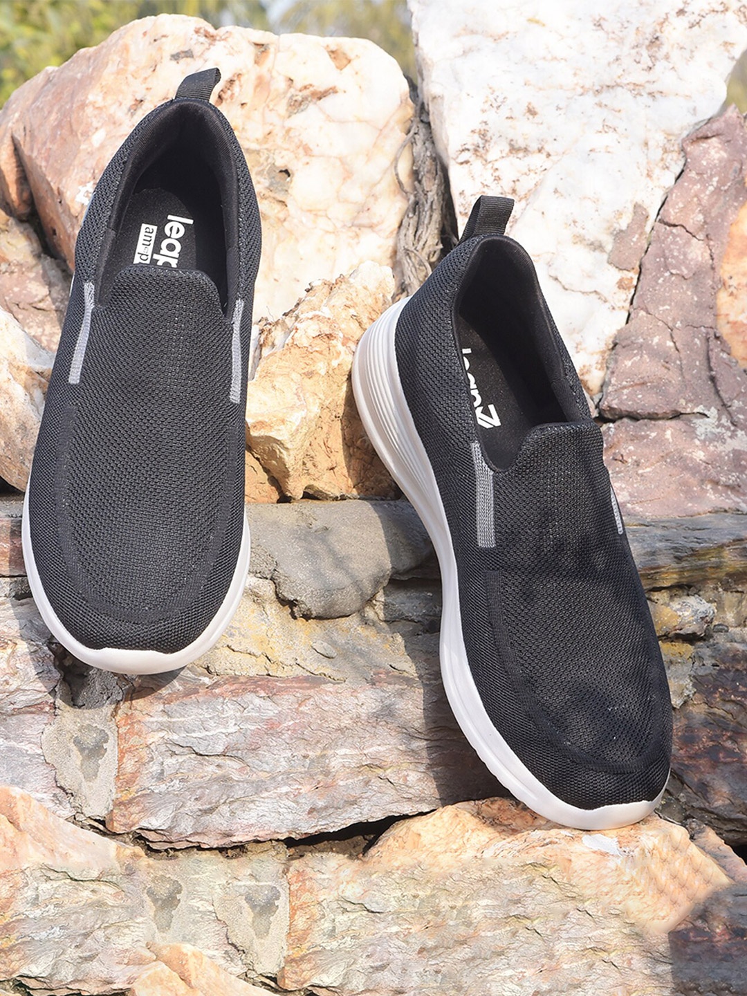 

Liberty Men Textured Slip-On Walking Shoes, Black