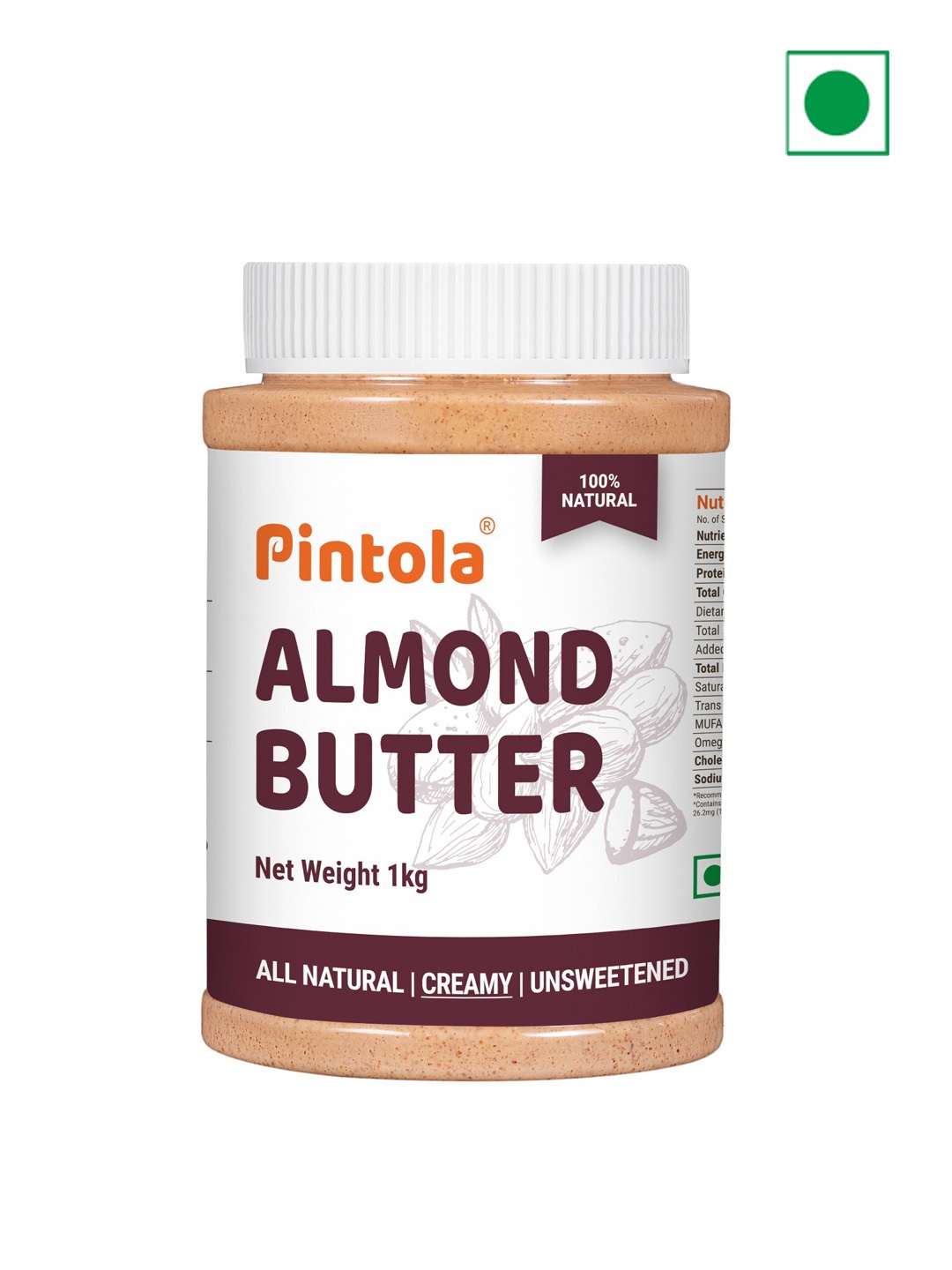 

Pintola All Natural Almond Butter Creamy 1 KG, White