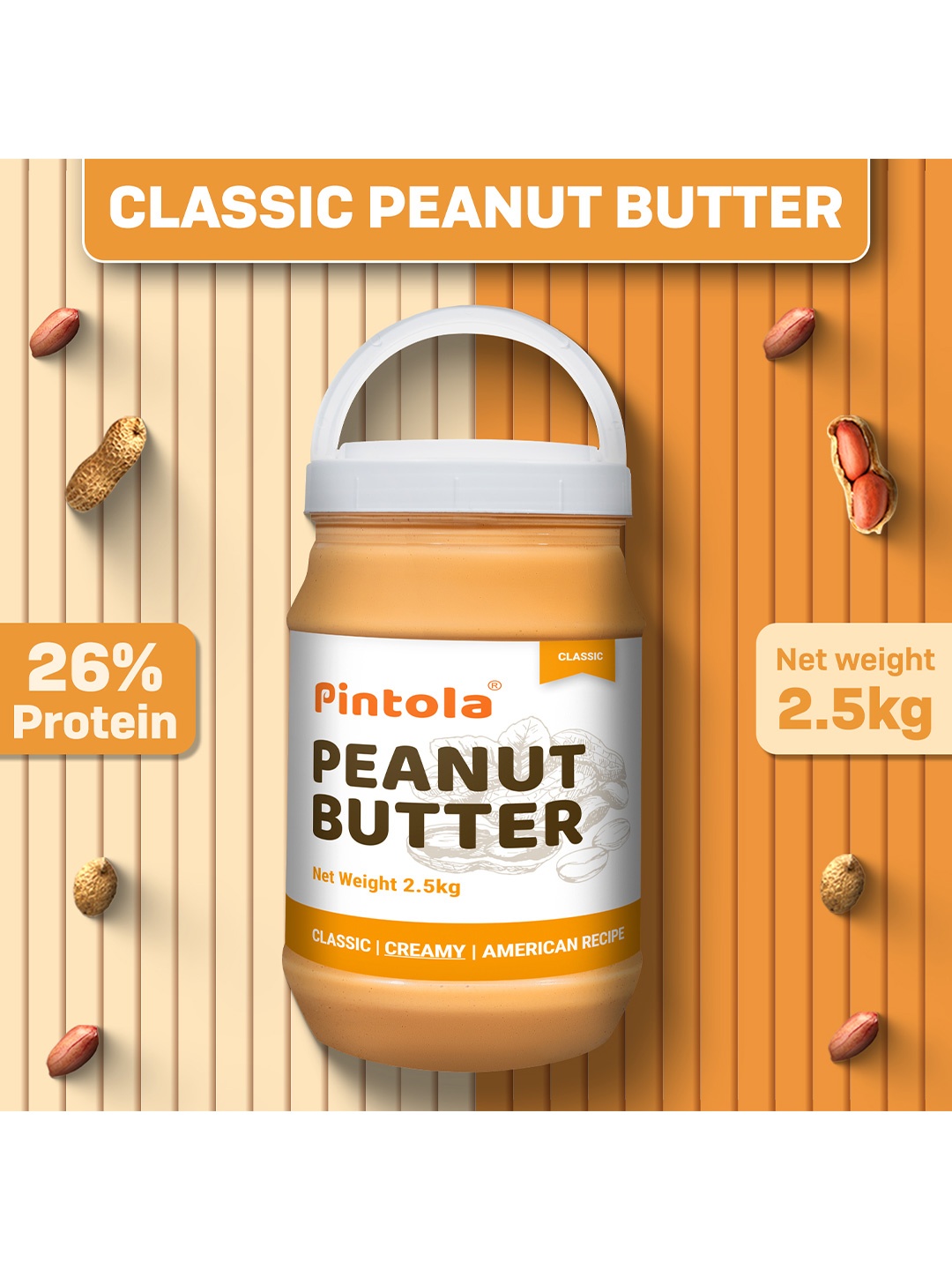 

Pintola Classic Creamy Peanut Butter- 2.5 KG, White