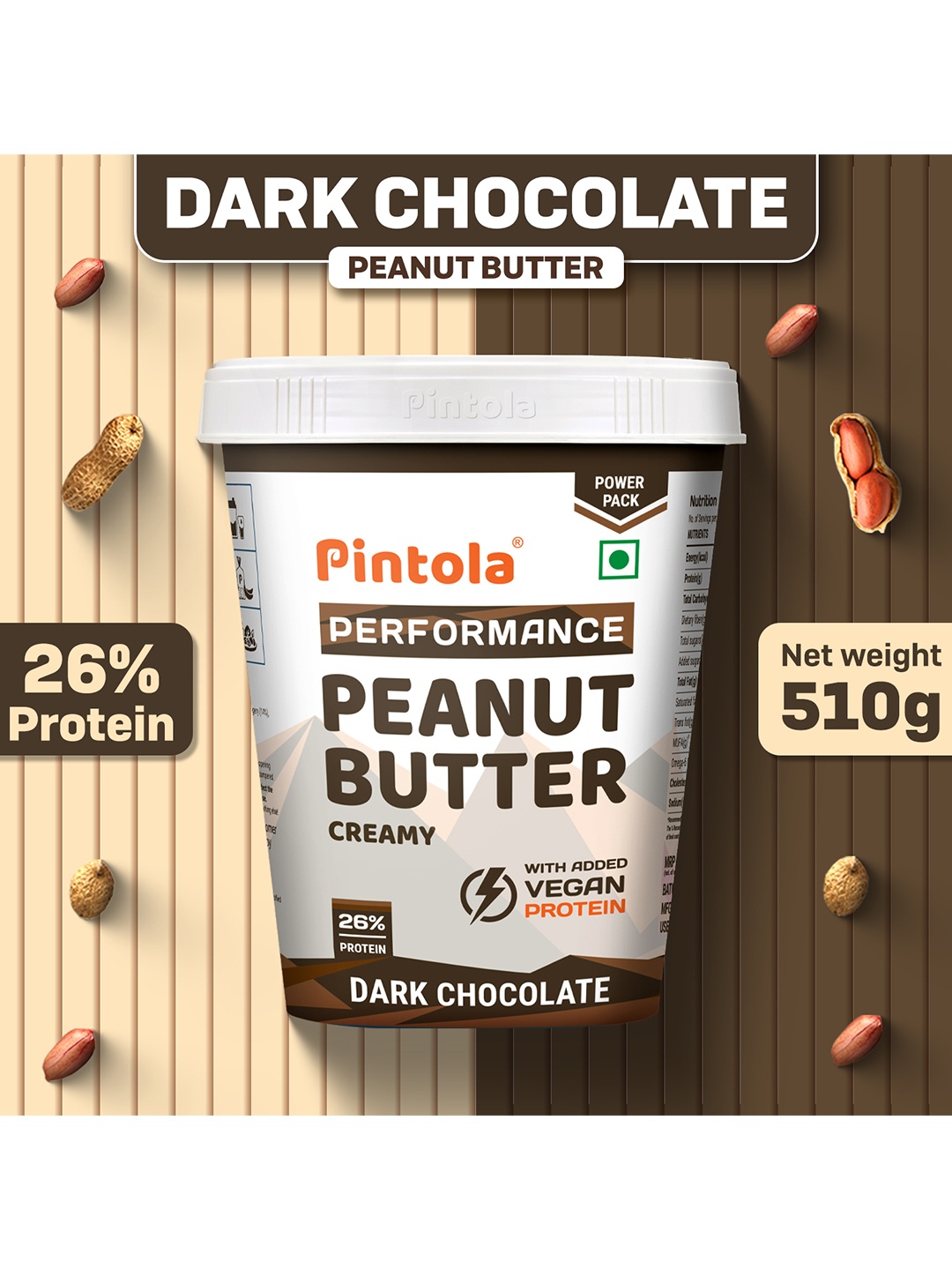 

Pintola Dark Chocolate Performance Series Peanut Butter- 510 G, White