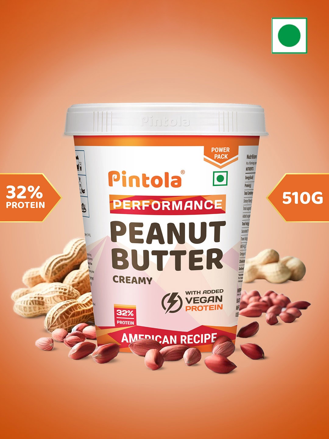 

Pintola American Recipe Performance Series Peanut Butter - 510 G, White