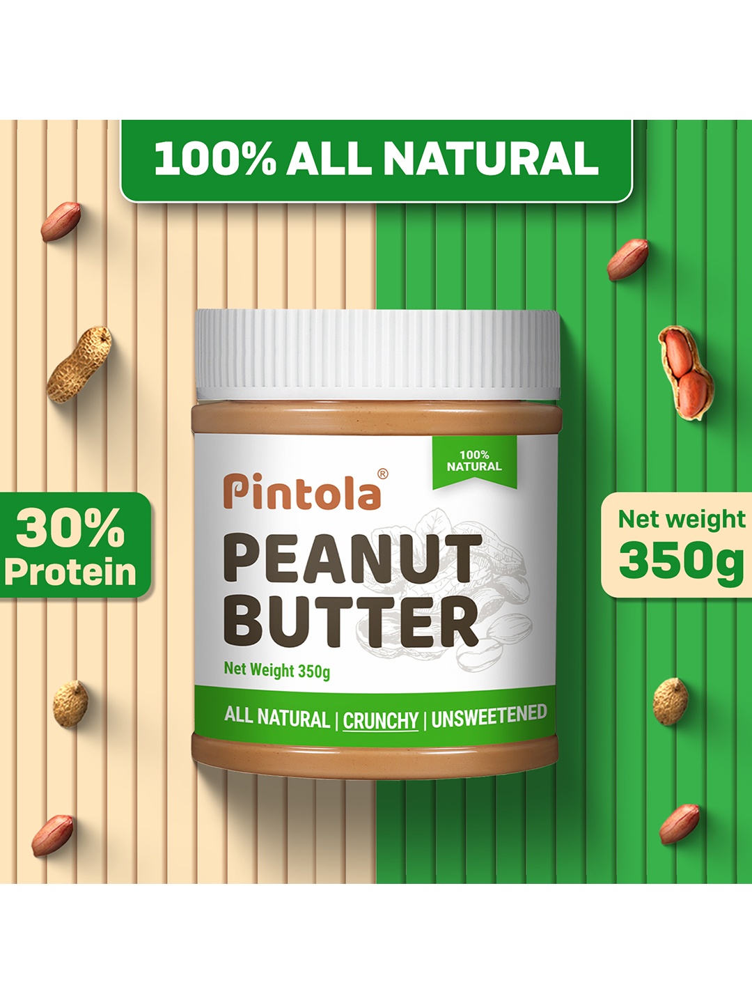 

Pintola All Natural Peanut Butter Crunchy- 350 G, White