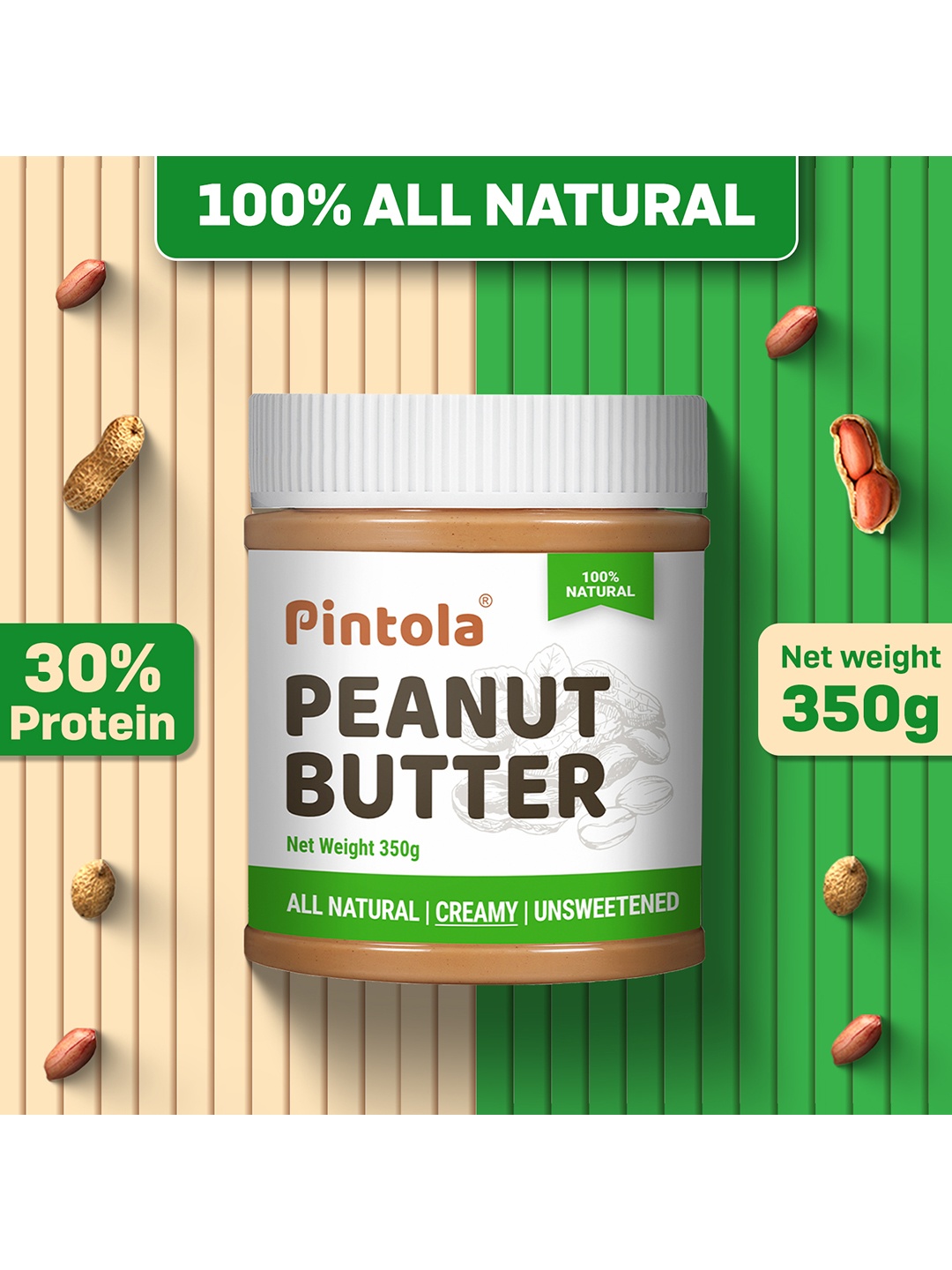 

Pintola All Natural Peanut Butter Creamy- 350 G, White