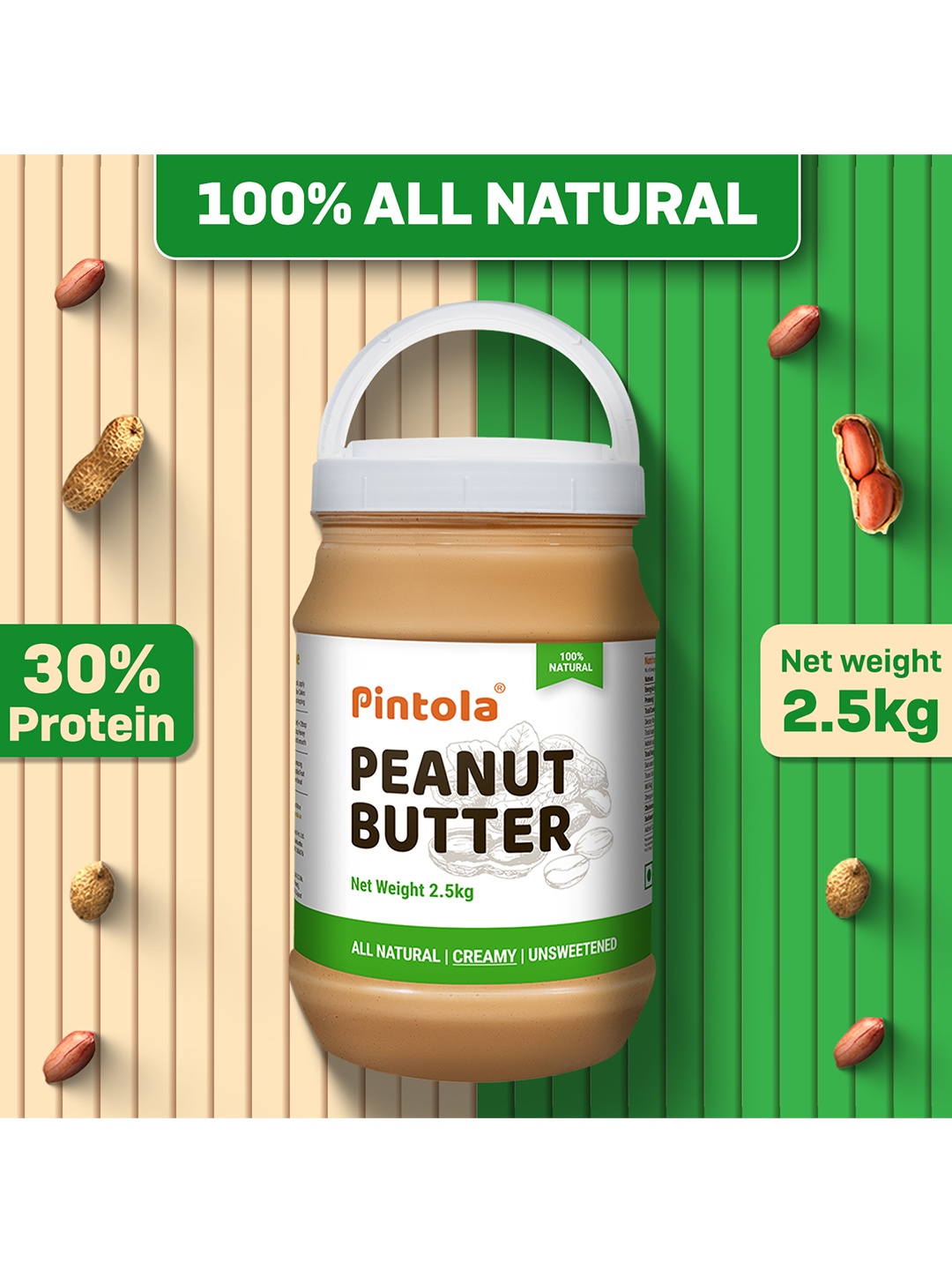 

Pintola Peanut Butter Creamy -2.5kg, White