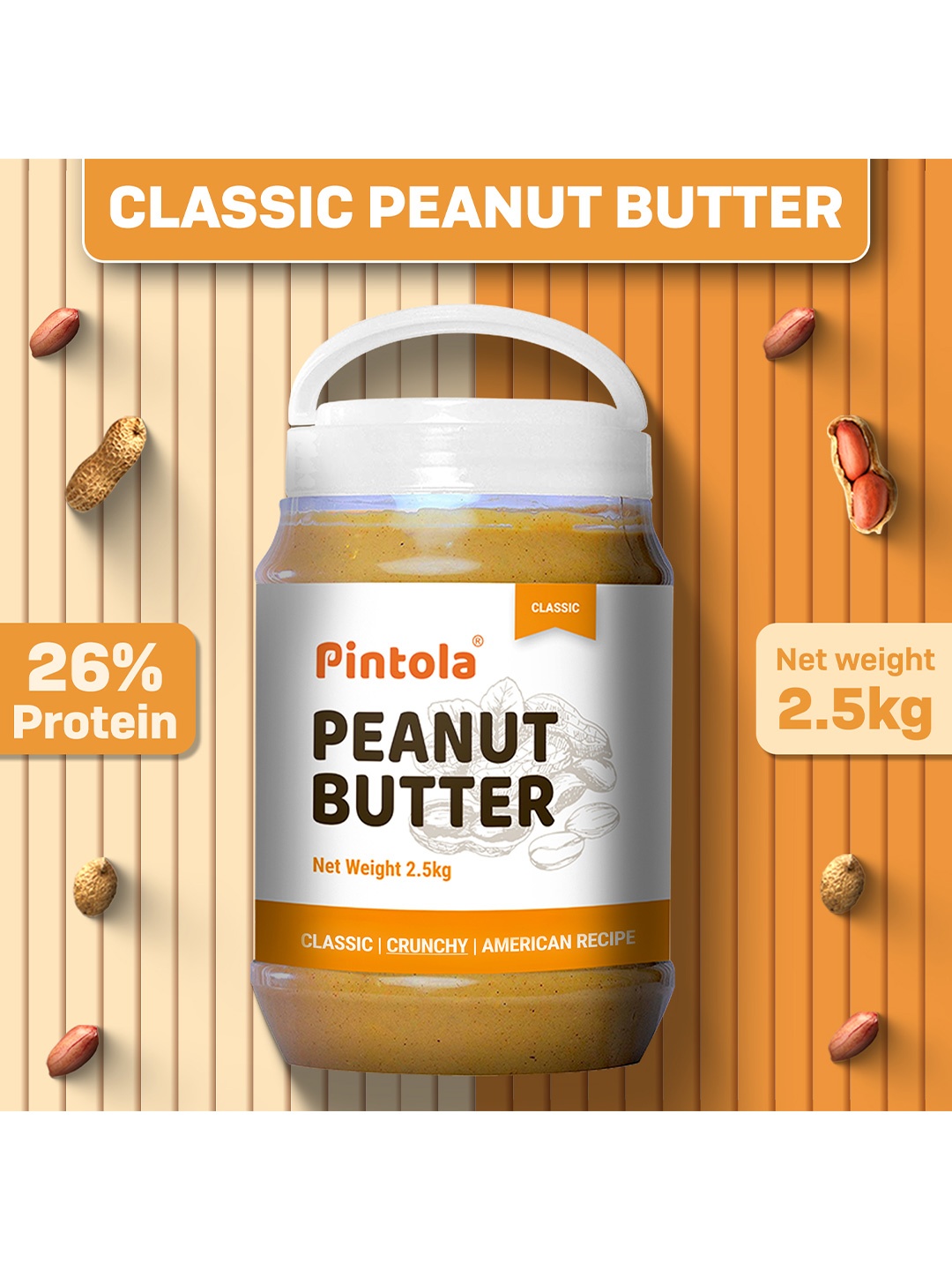 

Pintola Classic Peanut Butter Crunchy -2.5kg, White