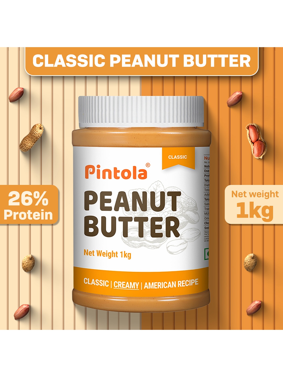 

Pintola Classic Peanut Butter Creamy -1Kg, White