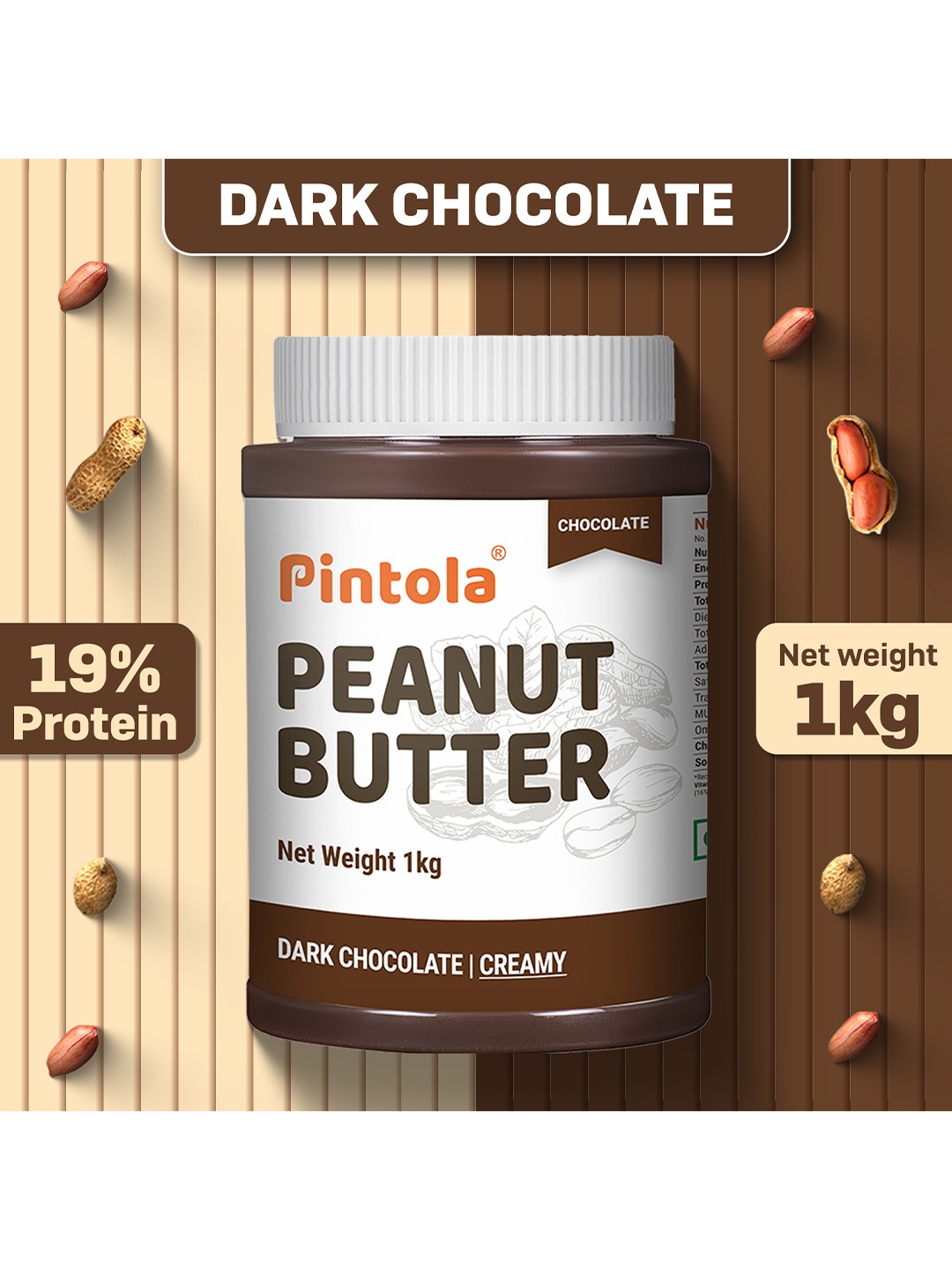 

Pintola Chocolate Flavour Creamy Peanut Butter- 1 KG, White