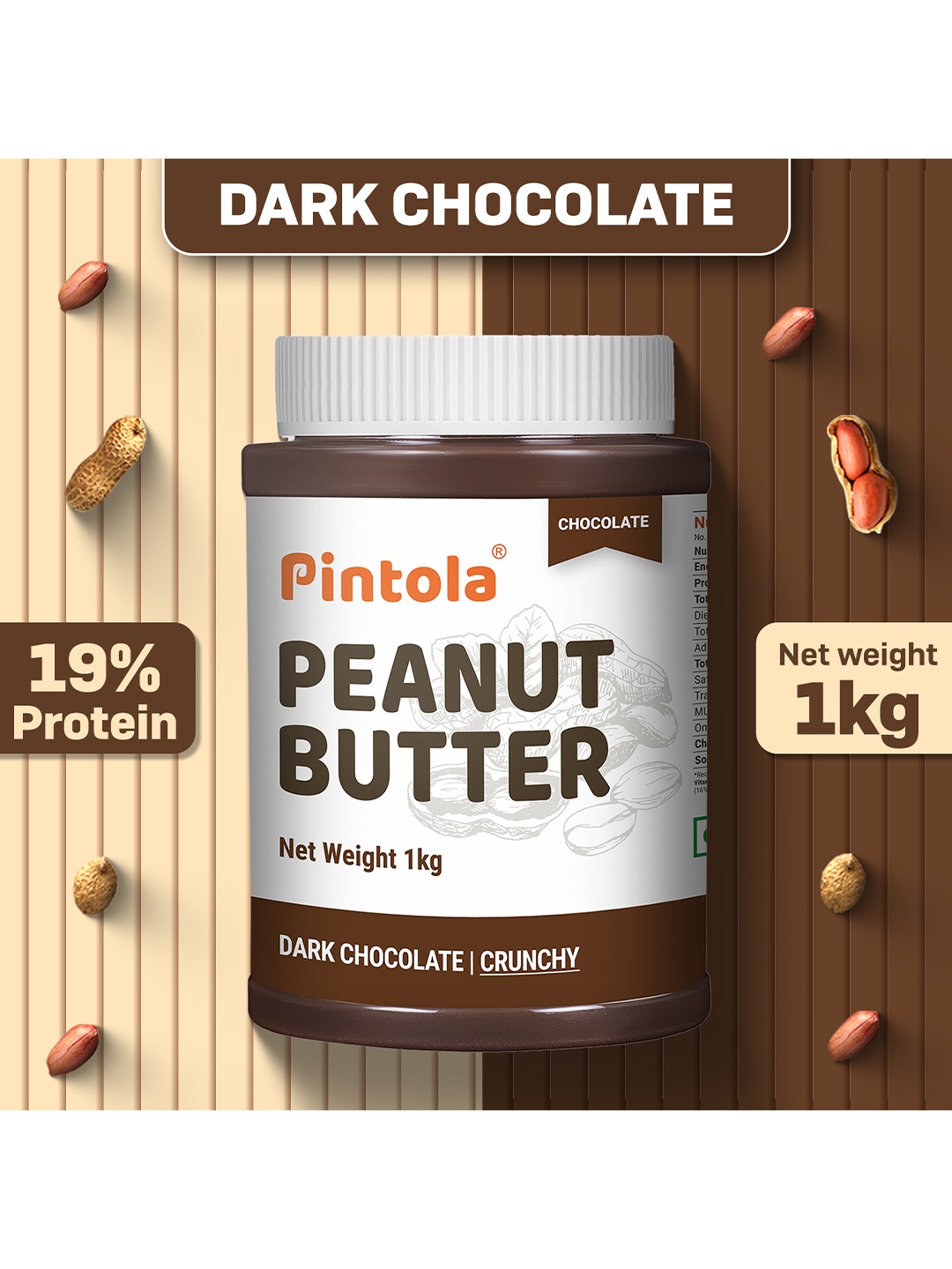 

Pintola Chocolate Flavour Crunchy Peanut Butter- 1 KG, White