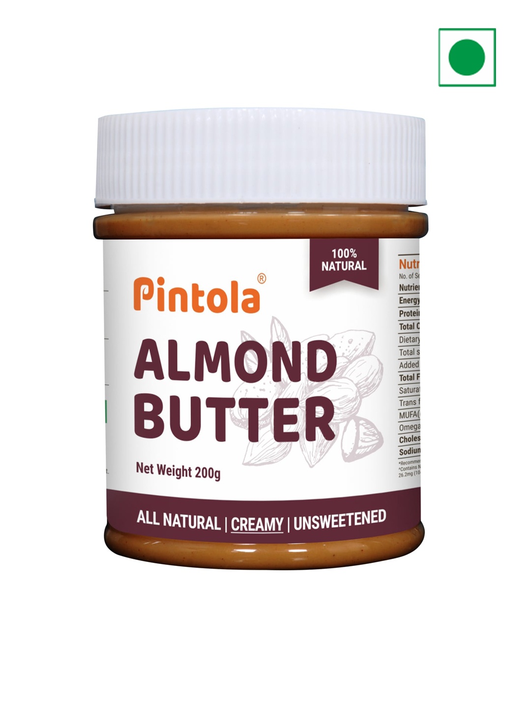 

Pintola Almond Butter Creamy Spreads - 200gm, White