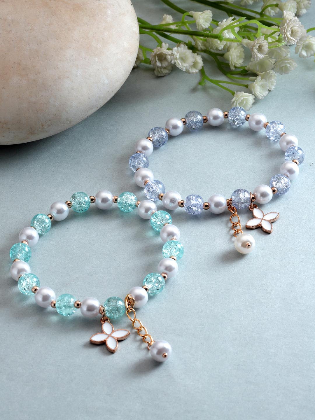 

Stoln Girls Set Of 2 Beaded Elasticated Bracelets, White
