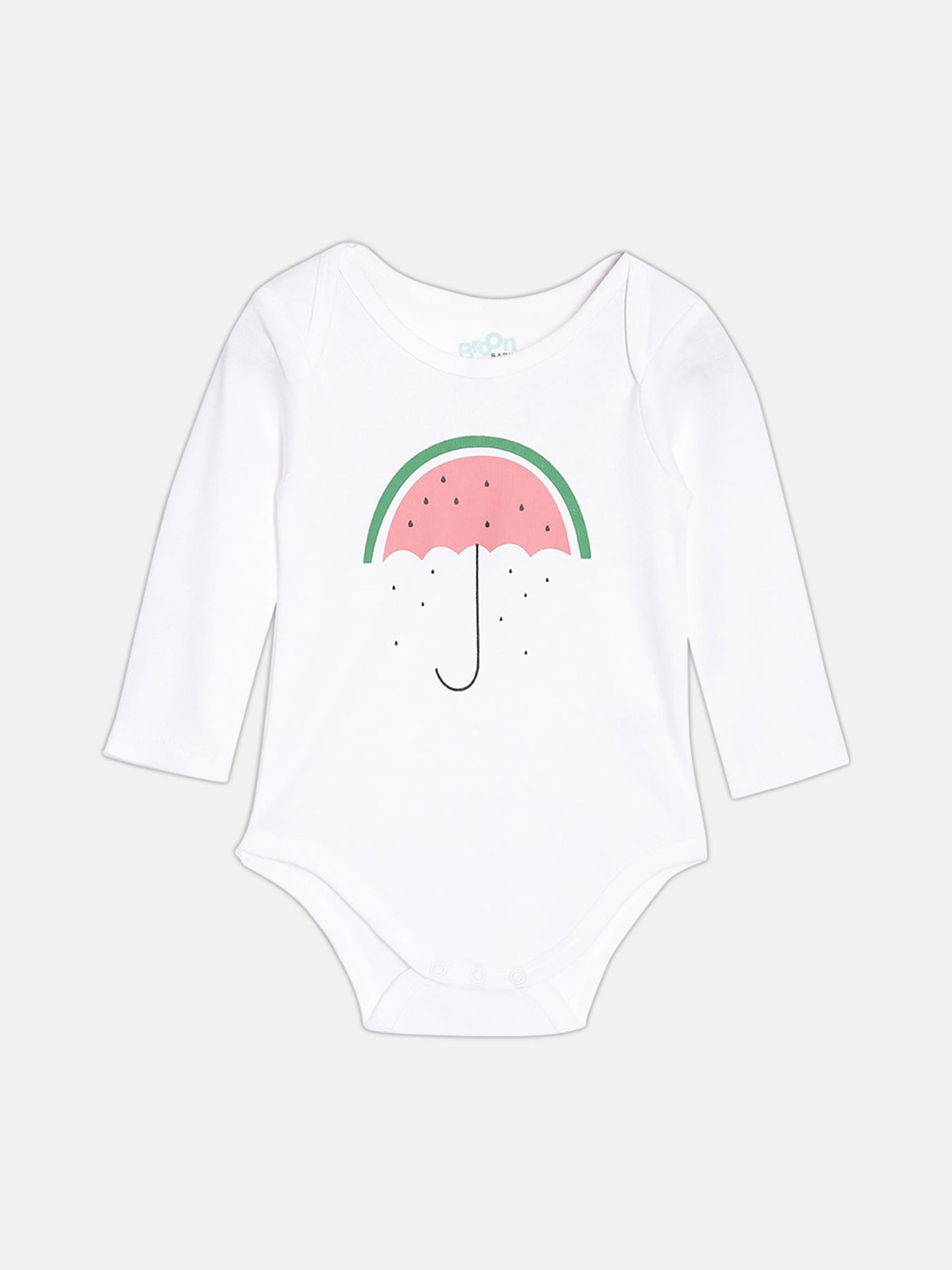 

Broon Infants Printed Skin Friendly Organic Cotton Bodysuit, White