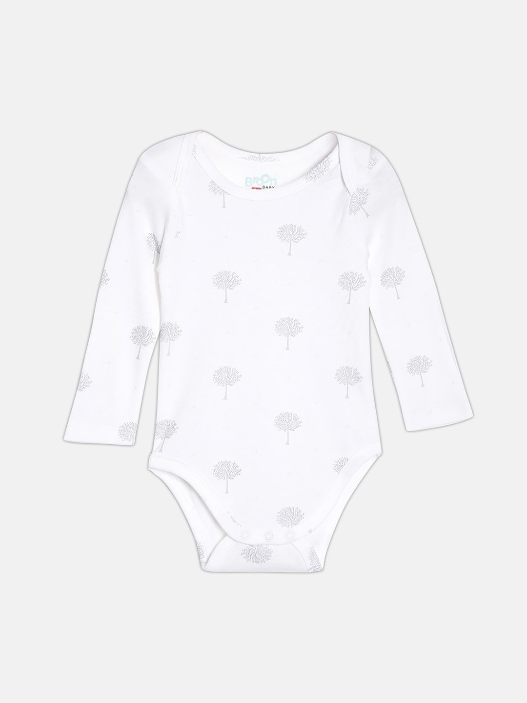 

Broon Infants Printed Skin Friendly Organic Cotton Bodysuit, White