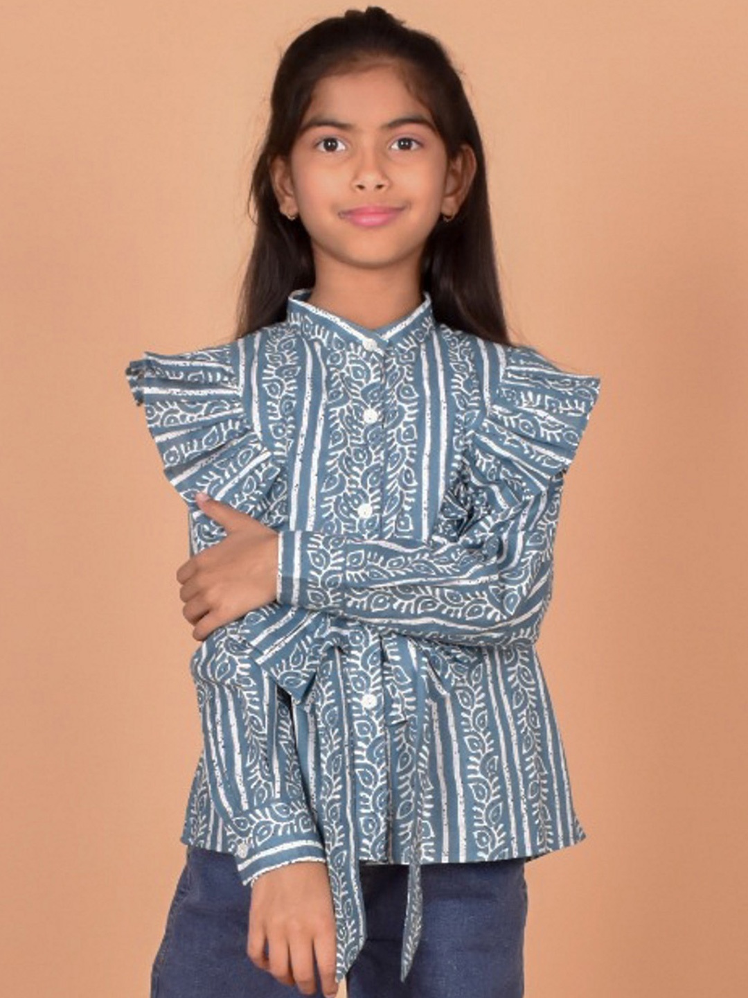 

BAESD Girls Relaxed Fit Striped Cotton Casual Shirt, Silver