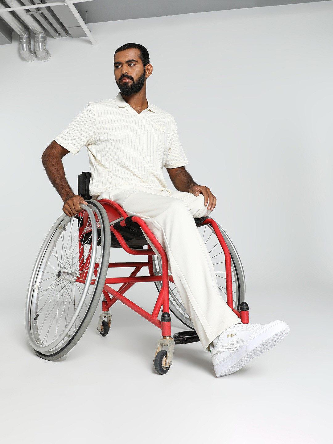 

one8 x PUMA Men Overlay Cotton Track Pants, Cream