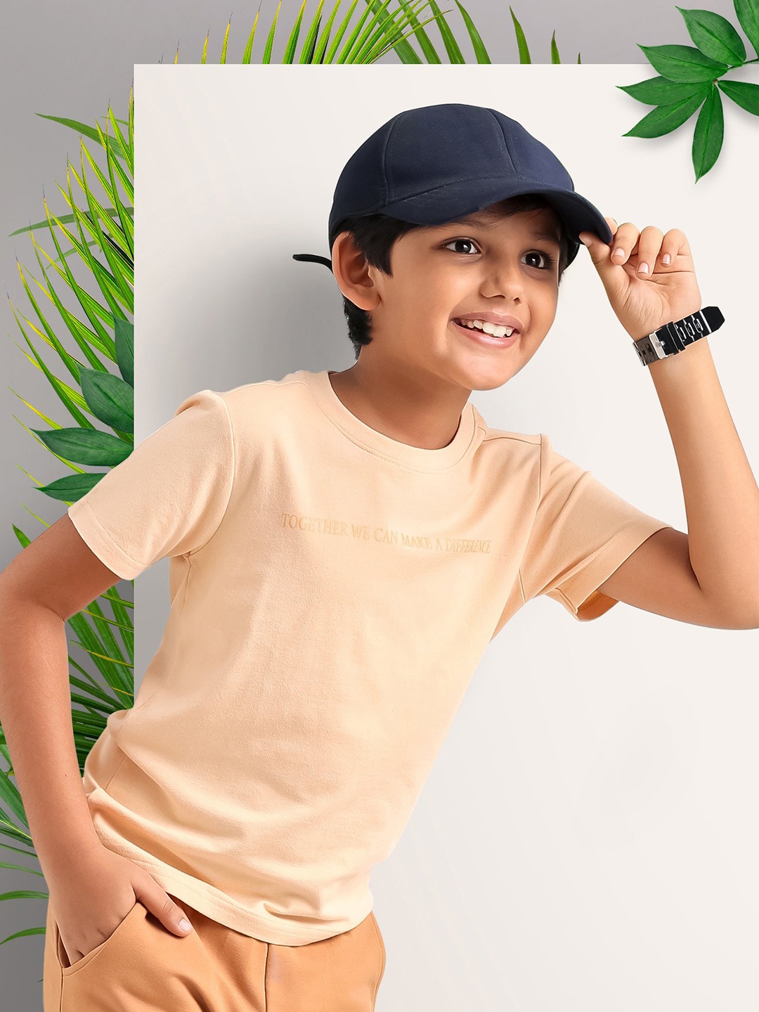 

ARIAS By LARA DUTTA Boys Typography Printed Casual T-shirt, Peach