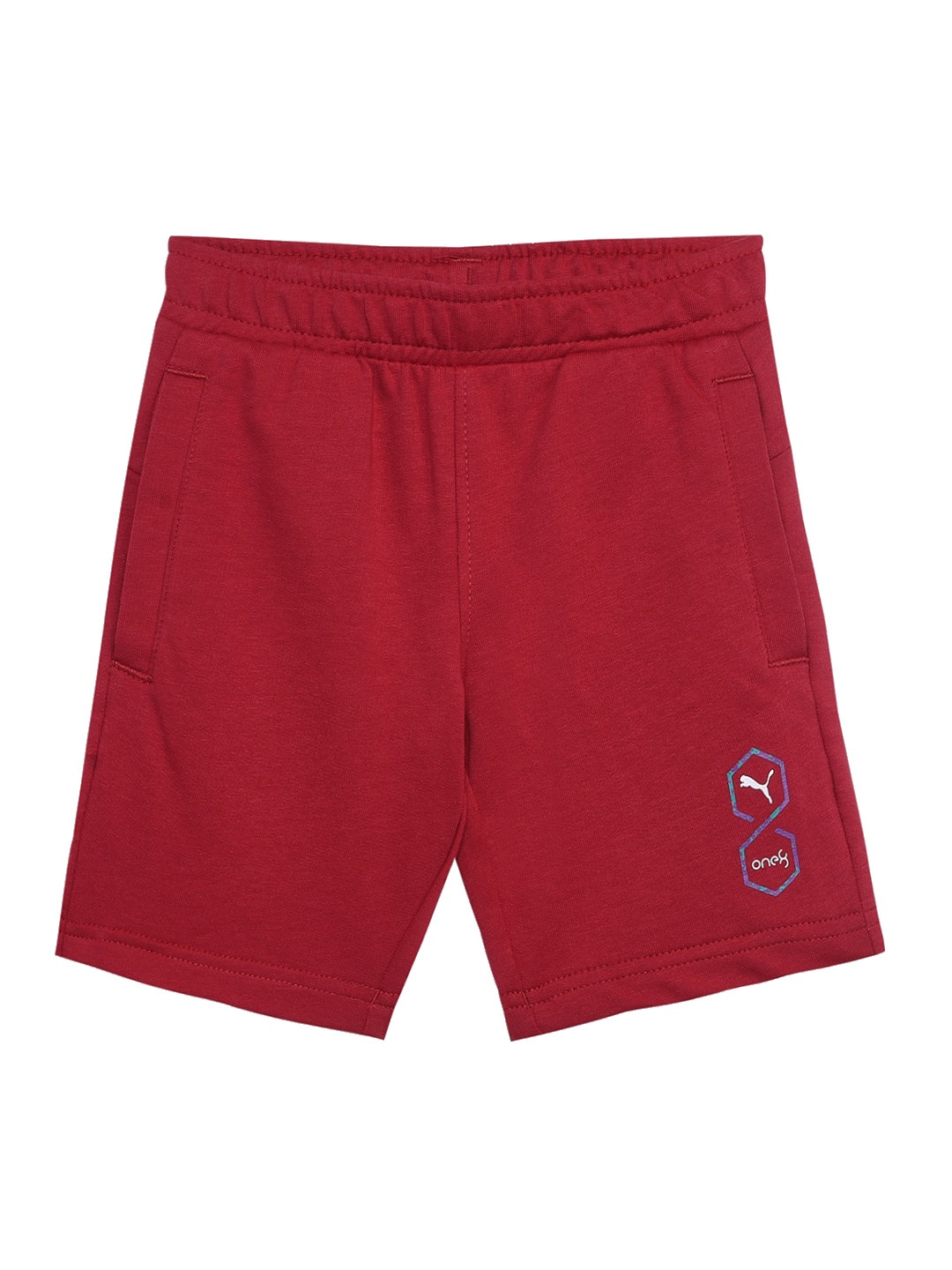 one8 x PUMA Boys Mid Rise Cotton Shorts, Red