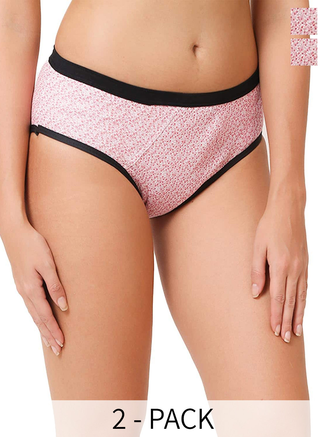 

CareDone Pack of 2 Floral Printed Cotton Reusable Leak-Proof Period Briefs, Red