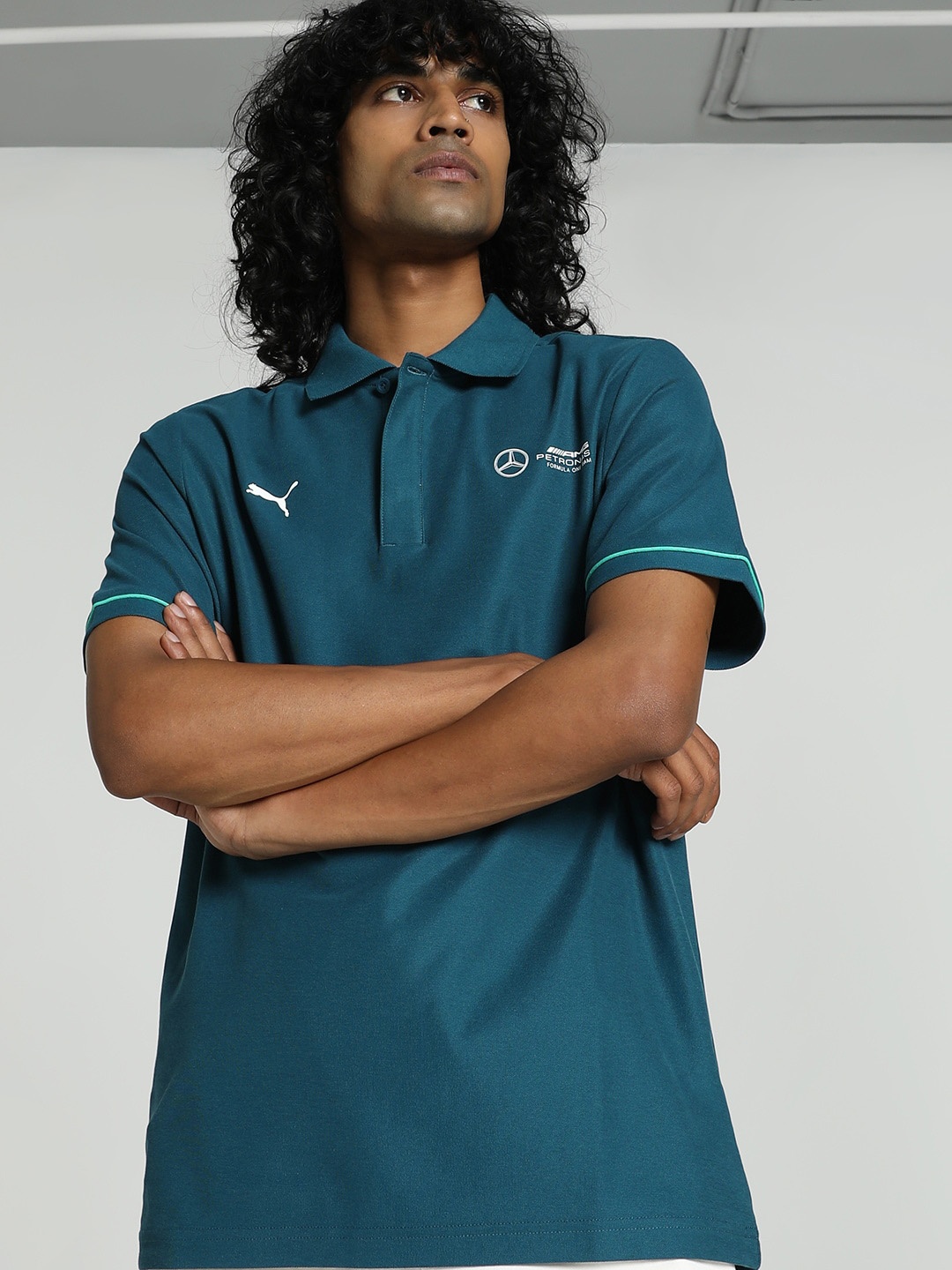 

PUMA Motorsport Cotton Polo Collar Short Sleeves Applique Sports T-shirt, Blue